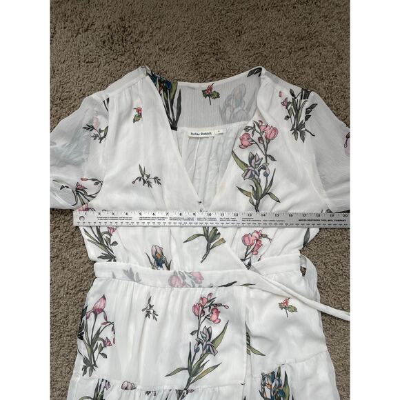 Roller Rabbit Condesa Bouquet Gertrude white floral maxi wrap dress Sz M - Picture 11 of 16